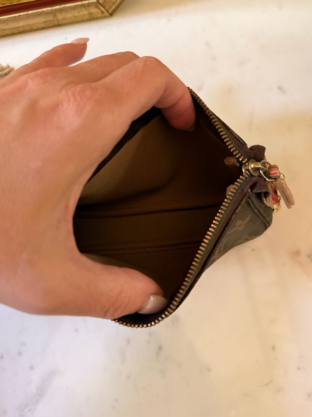 Louis Vuitton Dark Brown Monogram Pouch limited Trunk Edition with chain! - Picture 6 of 8